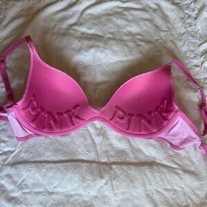 Vintage Victoria's Secret Pink & White Polka Dot Push Up Bra